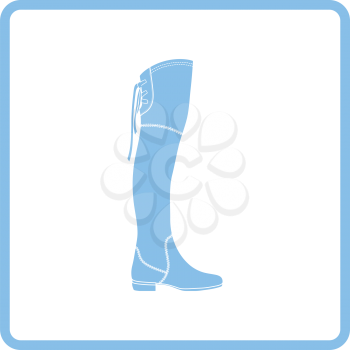 Hessian boots icon. Blue frame design. Vector illustration.