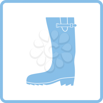 Rubber boot icon. Blue frame design. Vector illustration.