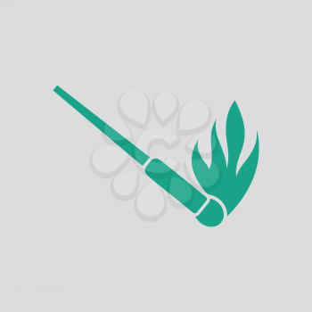 Burning matchstik icon. Gray background with green. Vector illustration.