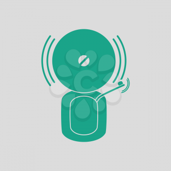 Fire alarm icon. Gray background with green. Vector illustration.