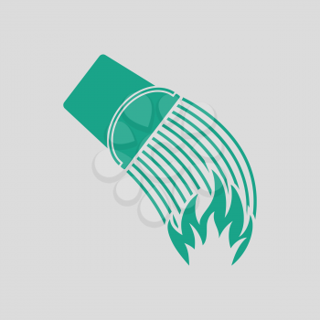 Fire bucket icon. Gray background with green. Vector illustration.