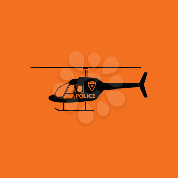 Police helicopter icon. Orange background with black. Vector illustration.
