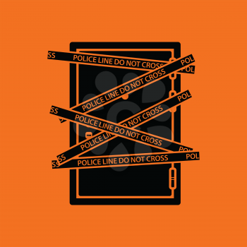 Crime scene door icon. Orange background with black. Vector illustration.