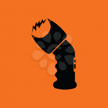 Police stun gun icon. Orange background with black. Vector illustration.