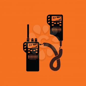Police radio icon. Orange background with black. Vector illustration.