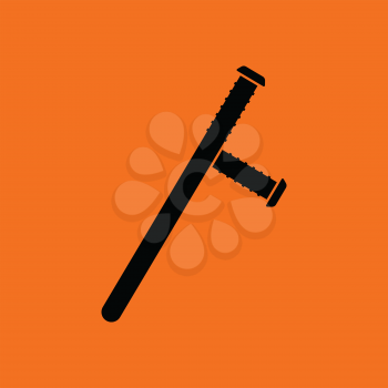 Police baton icon. Orange background with black. Vector illustration.