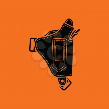 Police holster gun icon. Orange background with black. Vector illustration.