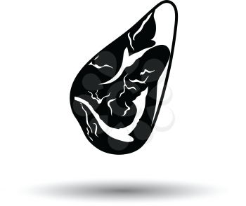 Meat steak icon. Black background with white. Vector illustration.