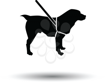 Guide dog icon. Black background with white. Vector illustration.