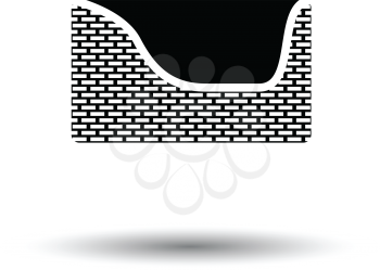 Dogs sleep basket icon. Black background with white. Vector illustration.