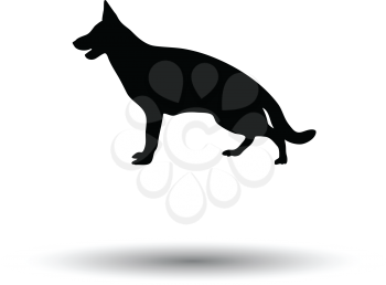 German shepherd icon. Black background with white. Vector illustration.
