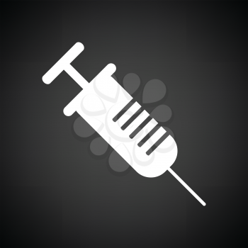 Syringe icon. Black background with white. Vector illustration.