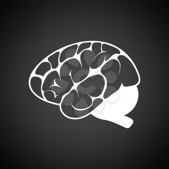 Brain icon. Black background with white. Vector illustration.