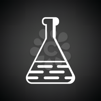Medical flask icon. Black background with white. Vector illustration.