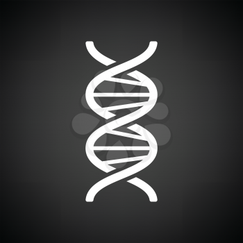 DNA icon. Black background with white. Vector illustration.