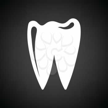 Tooth icon. Black background with white. Vector illustration.