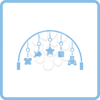 Baby arc with hanged toys icon. Blue frame design. Vector illustration.
