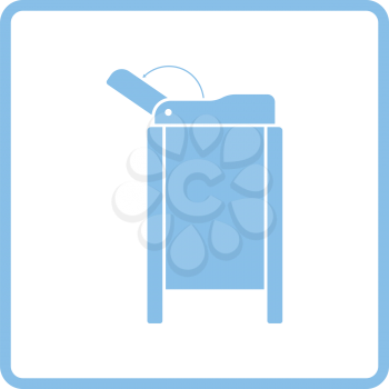 Baby swaddle table icon. Blue frame design. Vector illustration.