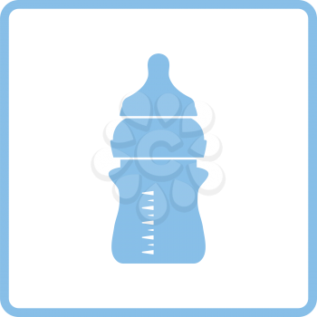 Baby bottle icon. Blue frame design. Vector illustration.