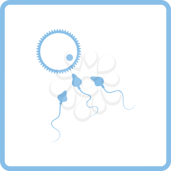 Sperm and egg cell icon. Blue frame design. Vector illustration.