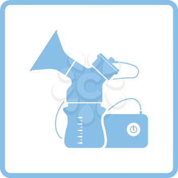 Electric breast pump icon. Blue frame design. Vector illustration.