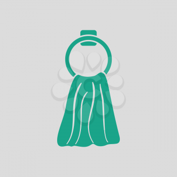 Hand towel icon. Gray background with green. Vector illustration.