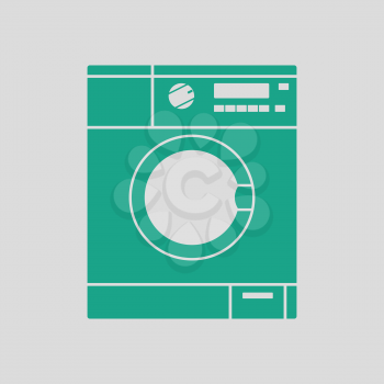 Washing machine icon. Gray background with green. Vector illustration.