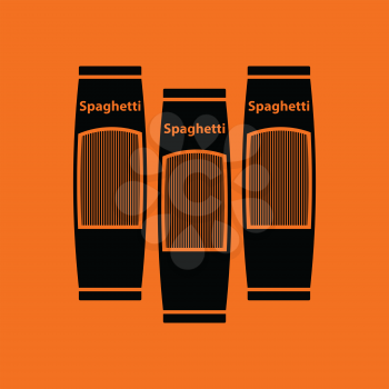 Spaghetti package icon. Orange background with black. Vector illustration.