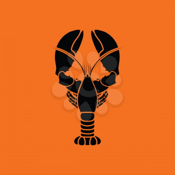 Lobster icon. Orange background with black. Vector illustration.
