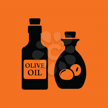 Bottle of olive oil icon. Orange background with black. Vector illustration.