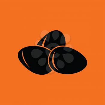 Eggs icon. Orange background with black. Vector illustration.