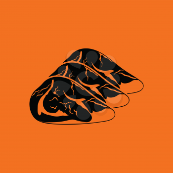 Raw meat steak icon. Orange background with black. Vector illustration.