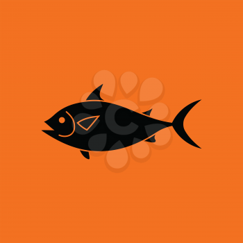 Fish icon. Orange background with black. Vector illustration.