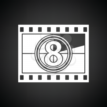 Movie frame with countdown icon. Black background with white. Vector illustration.