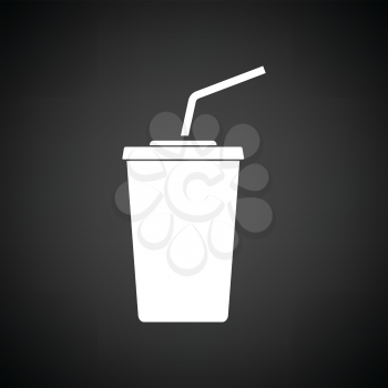 Cinema soda drink icon. Black background with white. Vector illustration.