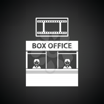 Box office icon. Black background with white. Vector illustration.