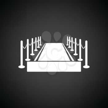 Red carpet icon. Black background with white. Vector illustration.