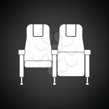 Cinema seats icon. Black background with white. Vector illustration.