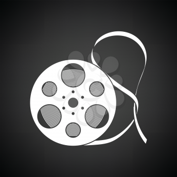 Movie reel icon. Black background with white. Vector illustration.