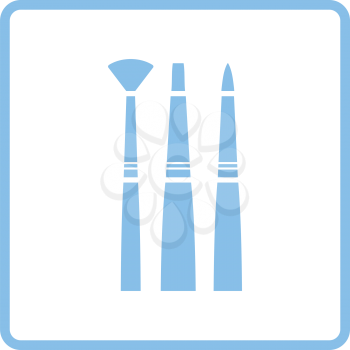 Paint brushes set icon. Blue frame design. Vector illustration.