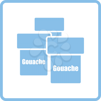 Gouache can icon. Blue frame design. Vector illustration.