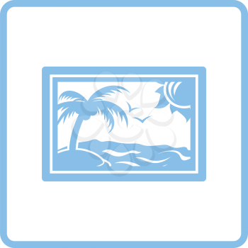 Landscape art icon. Blue frame design. Vector illustration.