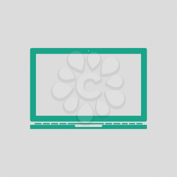 Laptop icon. Gray background with green. Vector illustration.