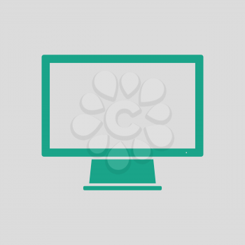 Monitor icon. Gray background with green. Vector illustration.