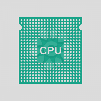 CPU icon. Gray background with green. Vector illustration.