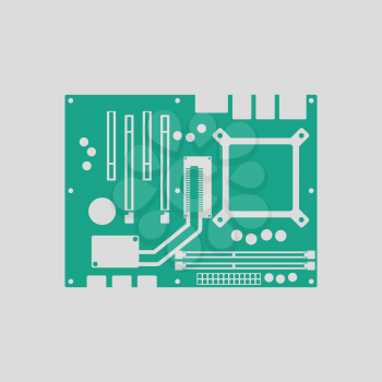 Motherboard icon. Gray background with green. Vector illustration.