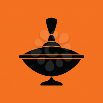 Peg-Top ico. Orange background with black. Vector illustration.