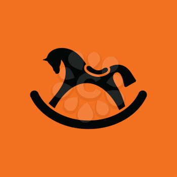 Rocking horse ico. Orange background with black. Vector illustration.