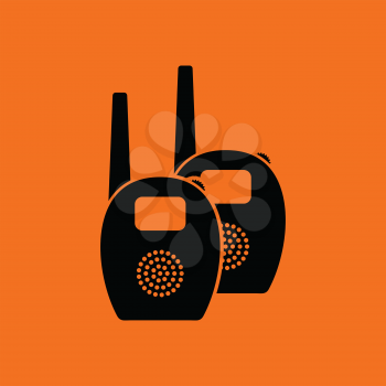 Baby radio monitor ico. Orange background with black. Vector illustration.