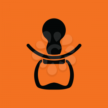 Soother ico. Orange background with black. Vector illustration.